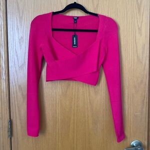 Express cropped wrap top medium